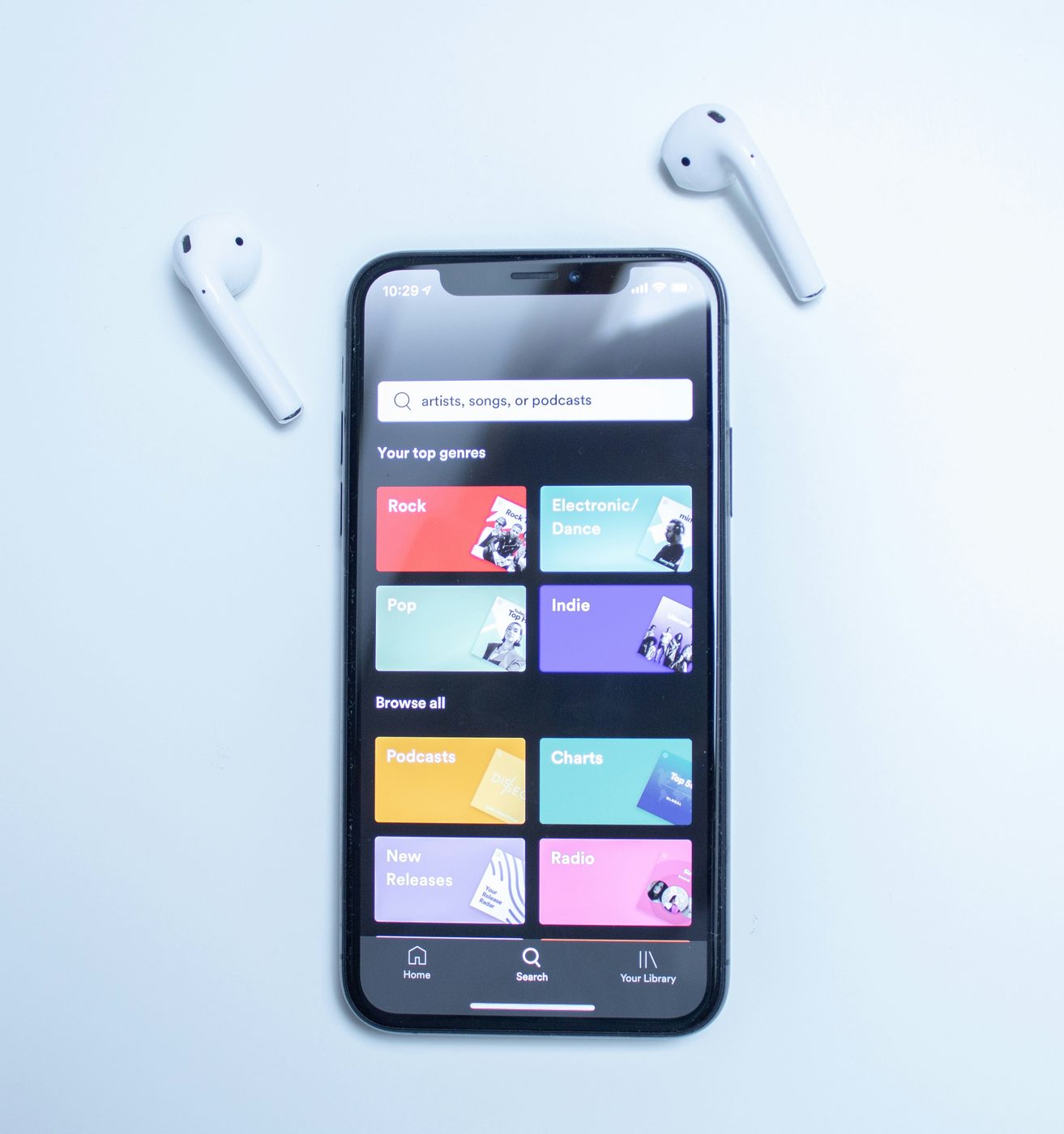 A phone showing a mobile app.